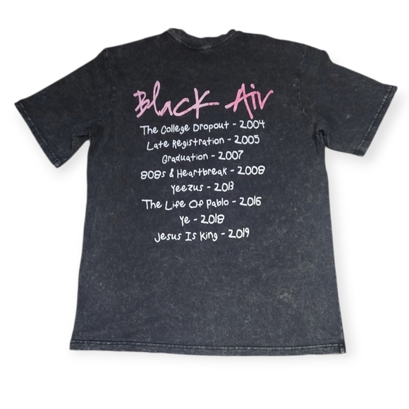ARTIEMASTER Ye Black Air Global‎ Spread Rap Tee Black Acid Wash L - Picture 7 of 8